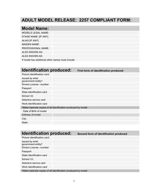 2257 model release form pdf|Model Release: 2257 Compliance Form 